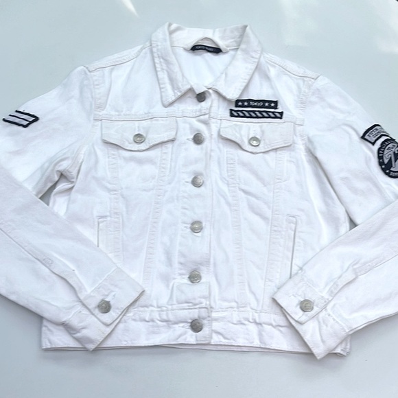 Tokyo Talkies White Patchwork Denim Jacket - Picture 10 of 16